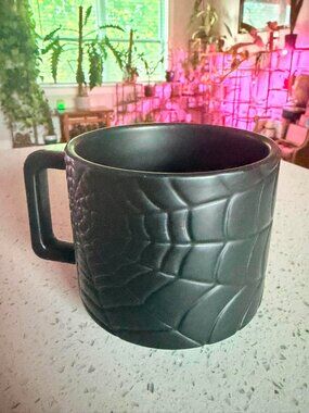 Halloween Spider Web Coffee Mug | Matte Black 20 oz Gothic Ceramic Mug